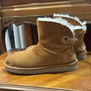 UGG Tan Suede Ankle Boots with Fur Lining